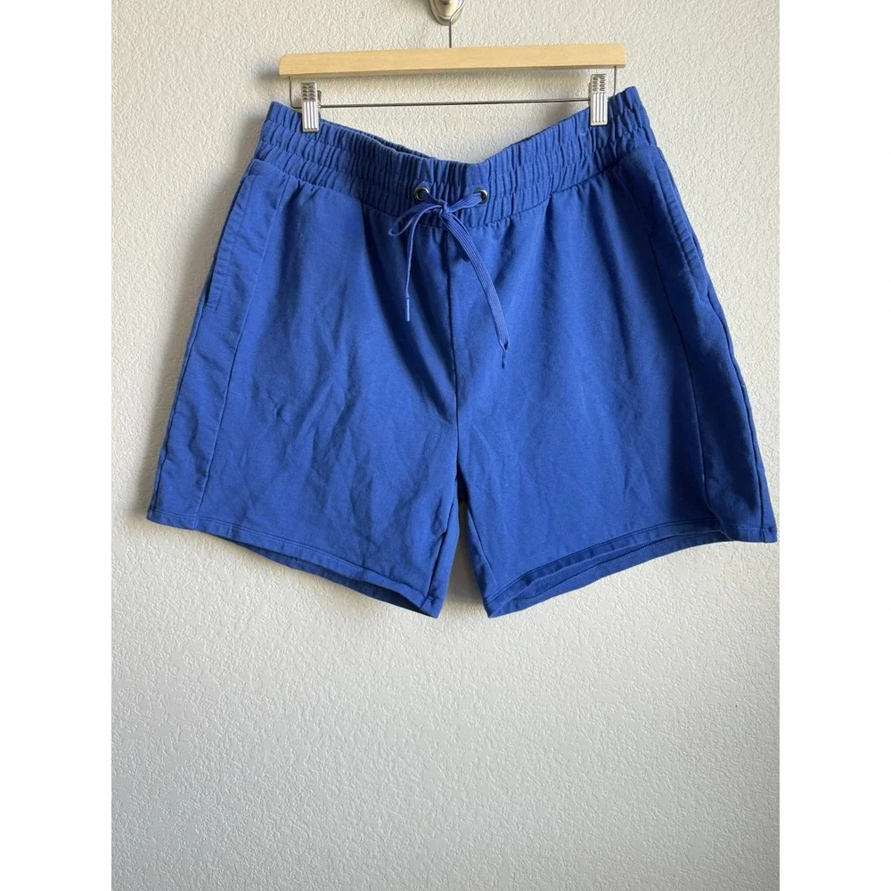 Crane Pull On Shorts Womens Size XL Blue Drawstring Waist Pockets Stretch Lounge